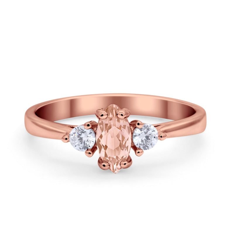 Three Stone Wedding Ring Simulated Cubic Zirconia 925 Sterling Silver