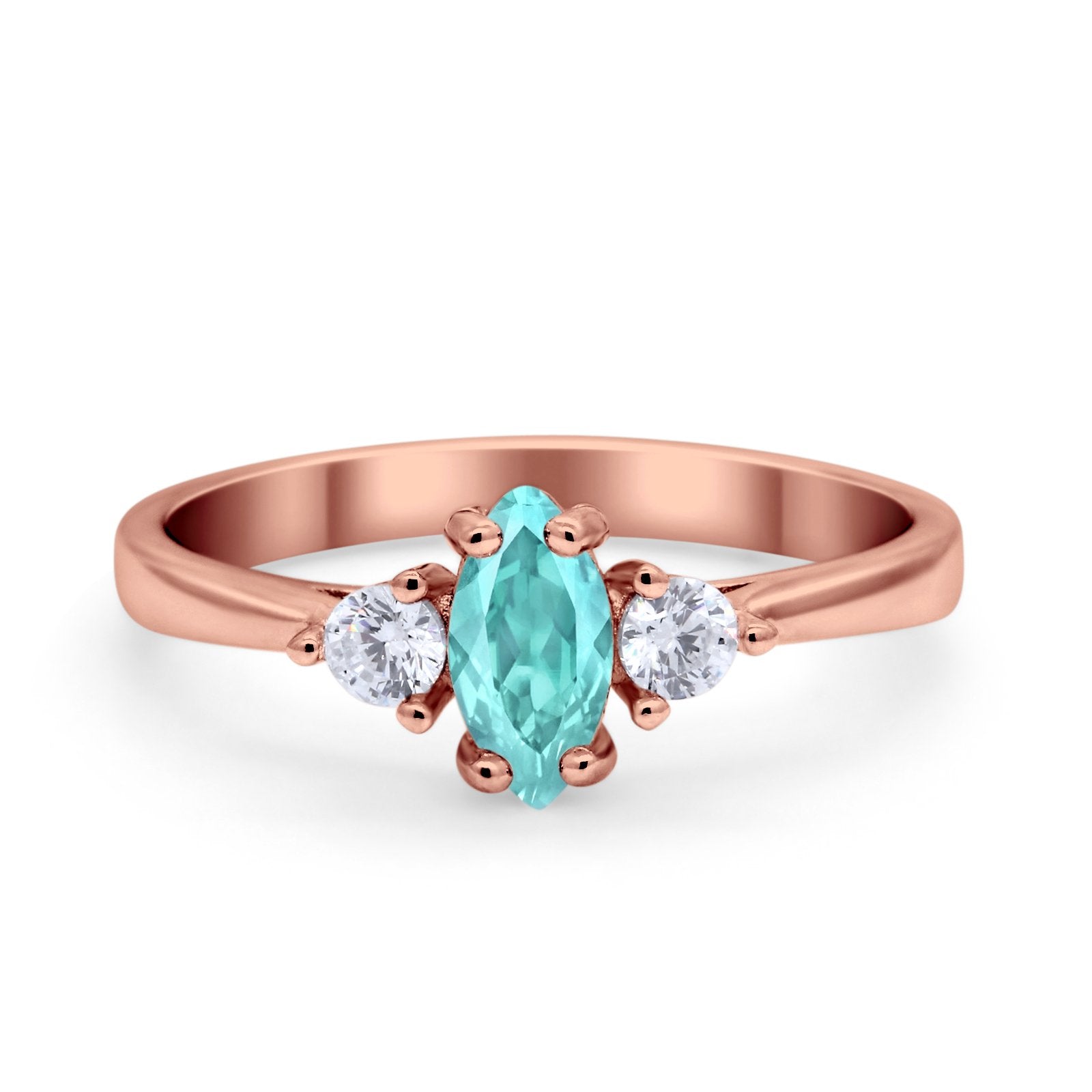 Three Stone Wedding Ring Simulated Cubic Zirconia 925 Sterling Silver