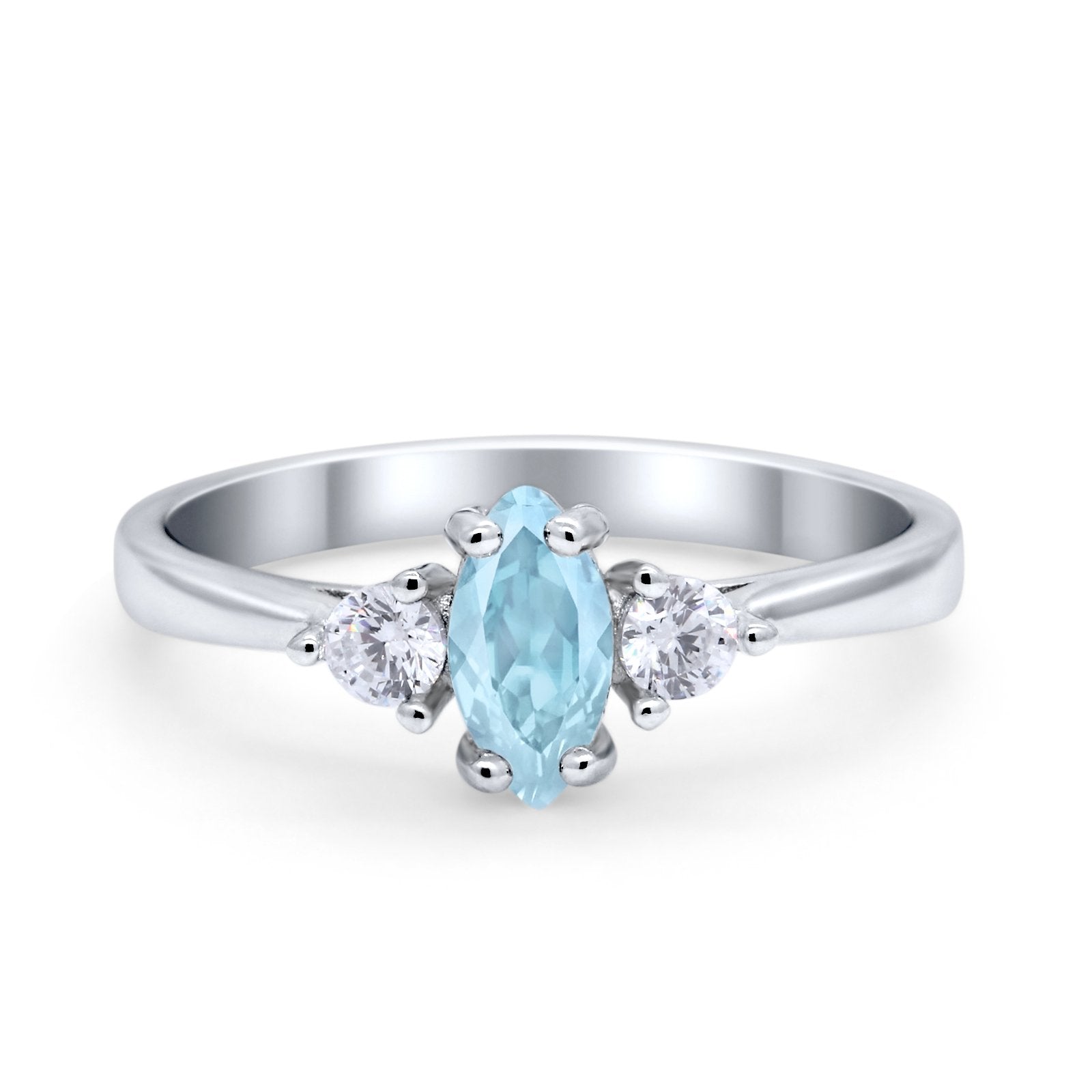 Three Stone Wedding Ring Simulated Cubic Zirconia 925 Sterling Silver