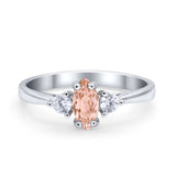 Three Stone Wedding Ring Simulated Cubic Zirconia 925 Sterling Silver