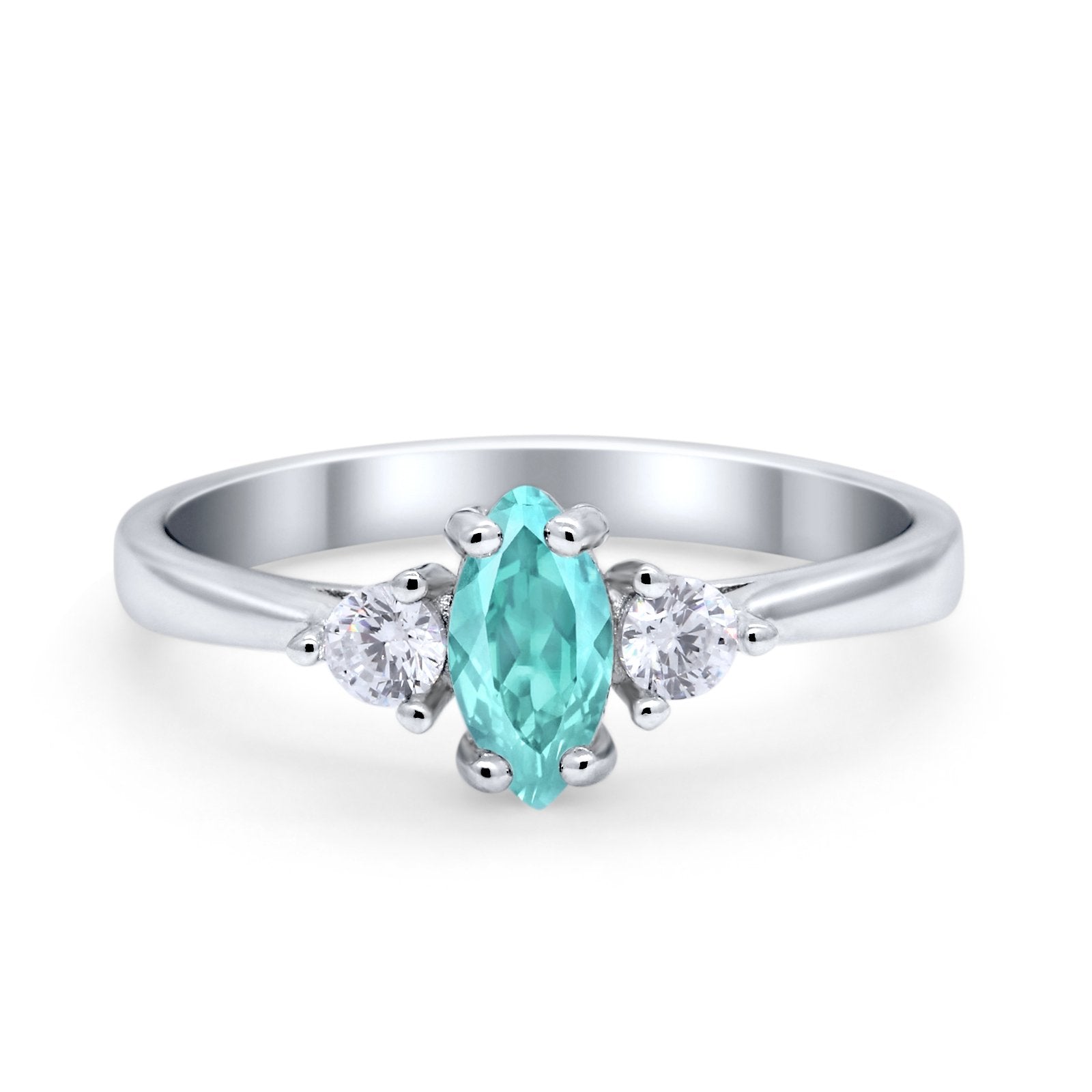 Three Stone Wedding Ring Simulated Cubic Zirconia 925 Sterling Silver