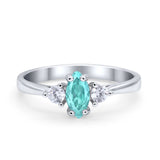 Three Stone Wedding Ring Simulated Cubic Zirconia 925 Sterling Silver