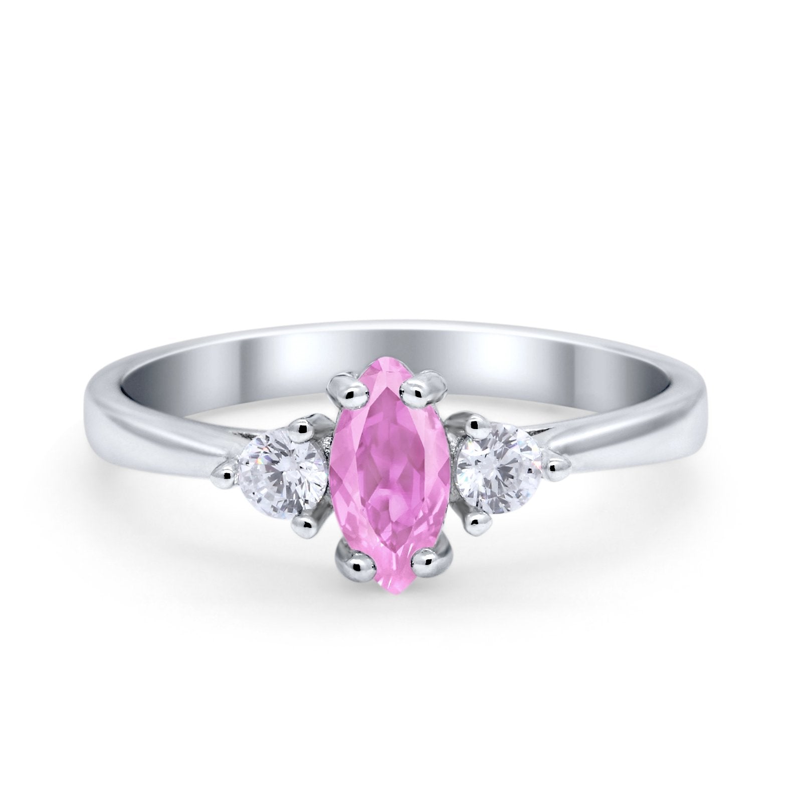 Three Stone Wedding Ring Simulated Cubic Zirconia 925 Sterling Silver