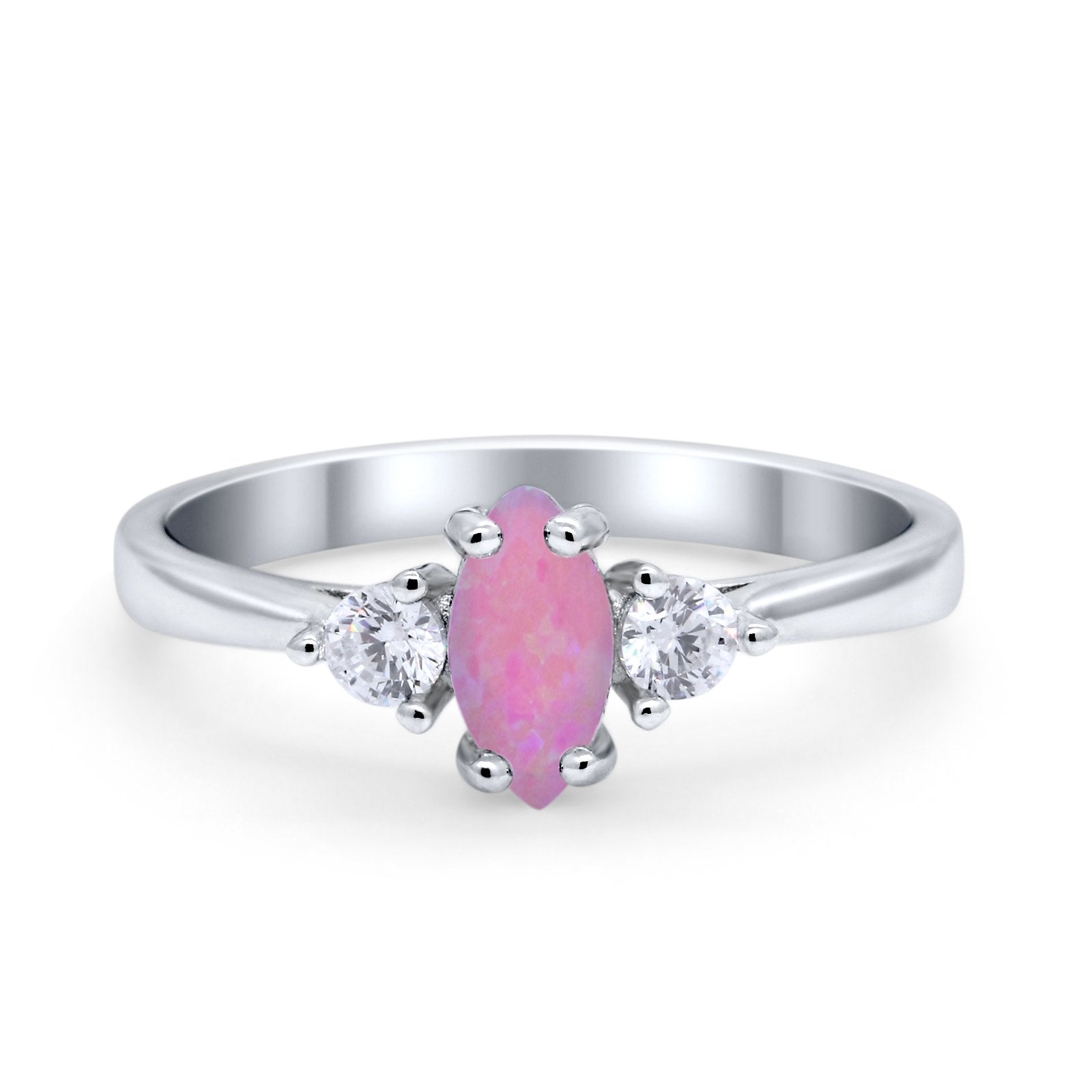 Three Stone Wedding Ring Simulated Cubic Zirconia 925 Sterling Silver