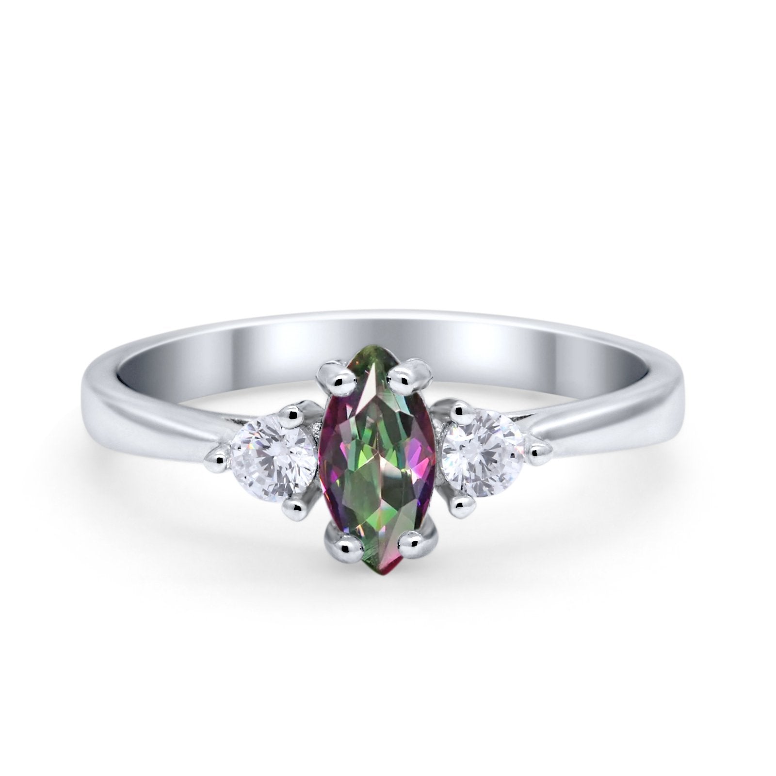 Three Stone Wedding Ring Simulated Cubic Zirconia 925 Sterling Silver