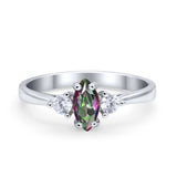 Three Stone Wedding Ring Simulated Cubic Zirconia 925 Sterling Silver