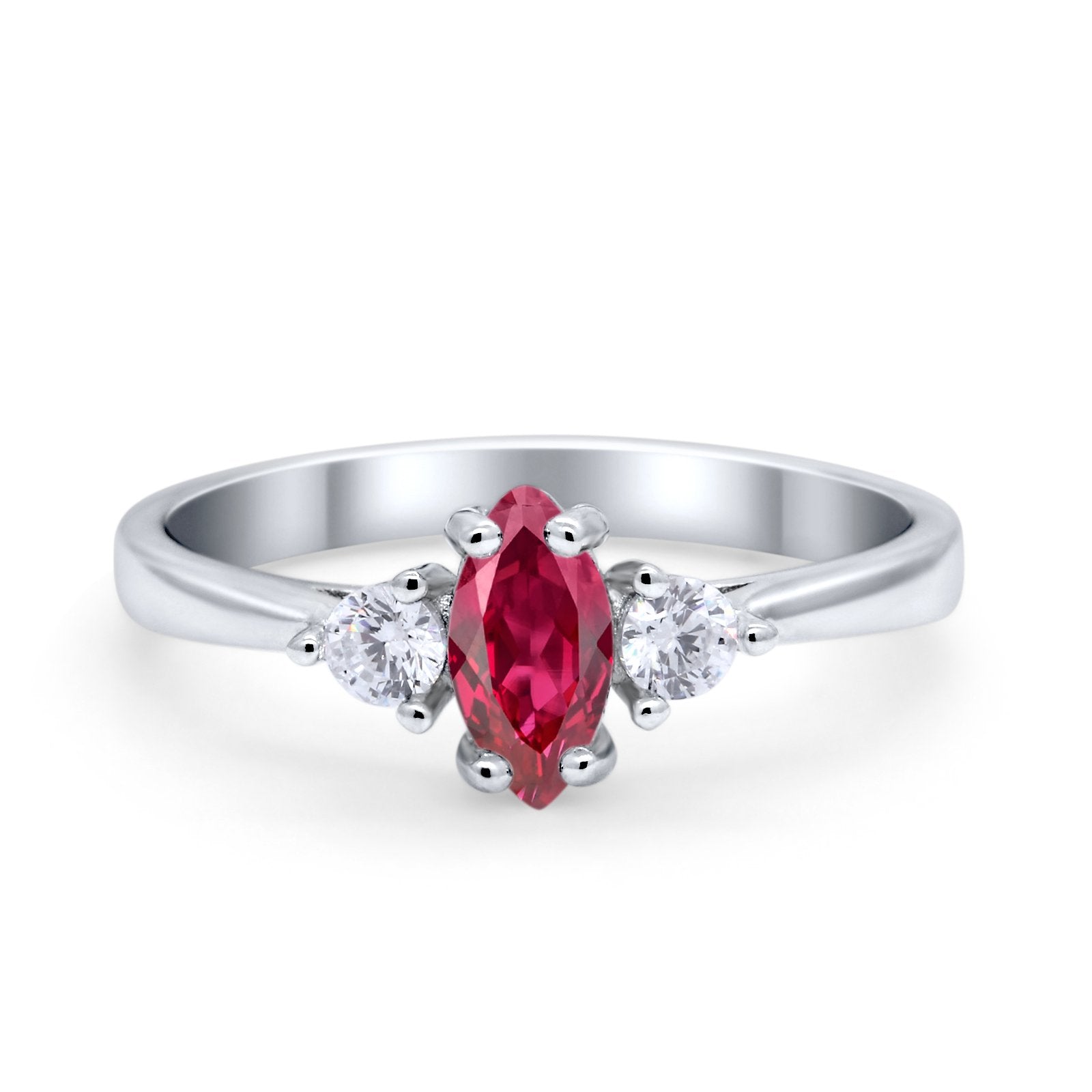 Three Stone Wedding Ring Simulated Cubic Zirconia 925 Sterling Silver