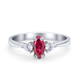 Three Stone Wedding Ring Simulated Cubic Zirconia 925 Sterling Silver