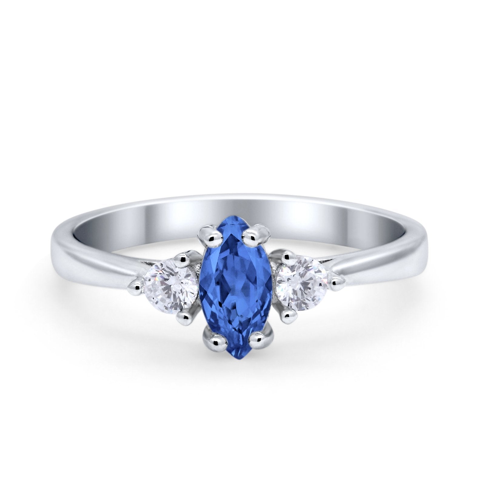 Three Stone Wedding Ring Simulated Cubic Zirconia 925 Sterling Silver