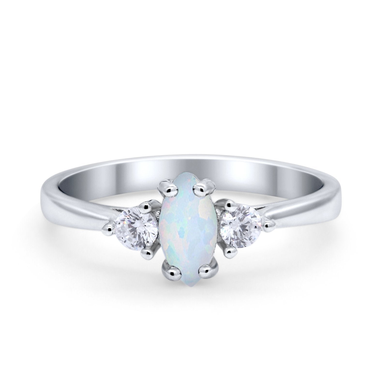 Three Stone Wedding Ring Simulated Cubic Zirconia 925 Sterling Silver