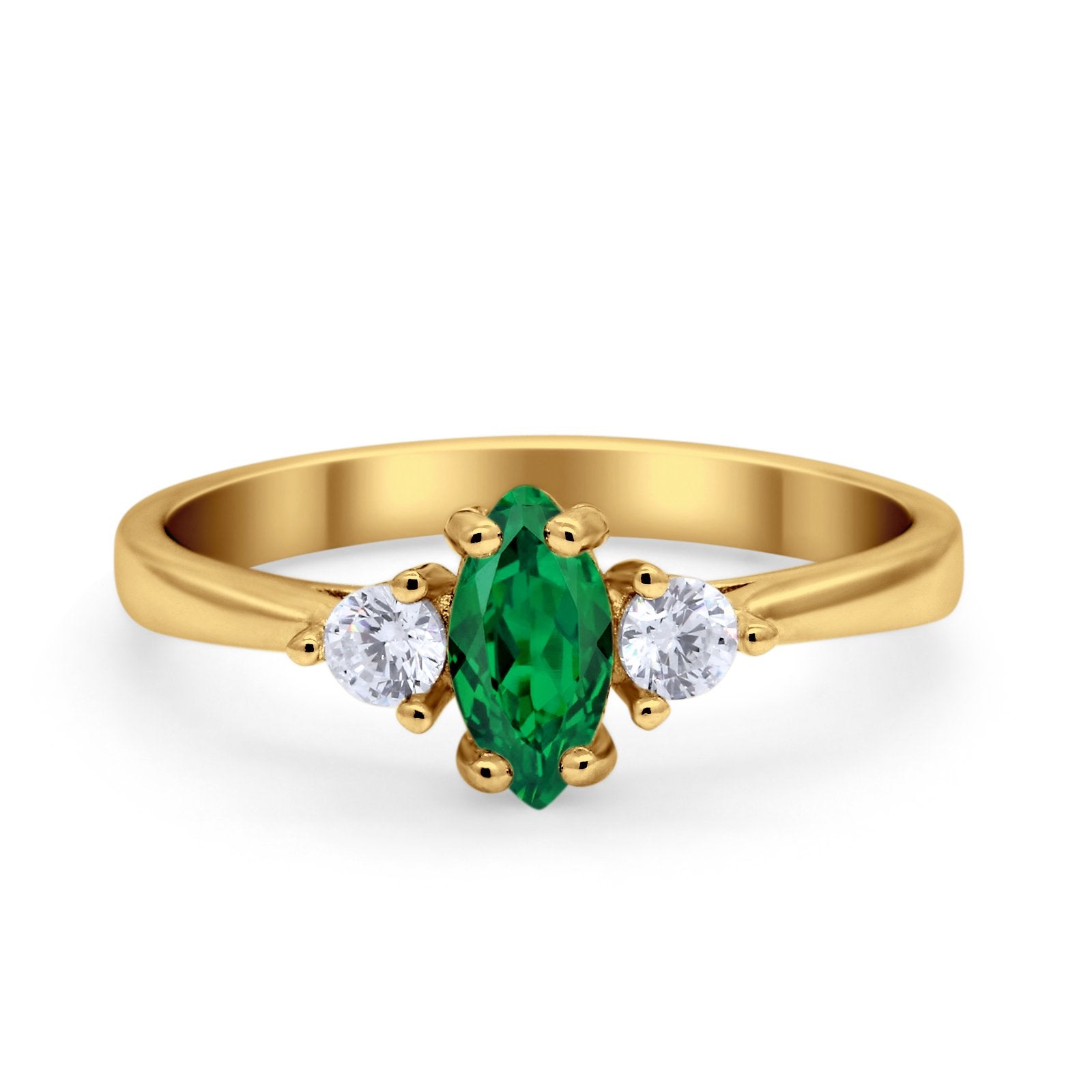 Three Stone Wedding Ring Simulated Cubic Zirconia 925 Sterling Silver