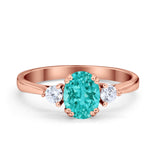 Three Stone Wedding Ring Oval Simulated Cubic Zirconia 925 Sterling Silver