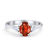 Three Stone Wedding Ring Oval Simulated Cubic Zirconia 925 Sterling Silver