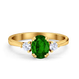 Three Stone Wedding Ring Oval Simulated Cubic Zirconia 925 Sterling Silver