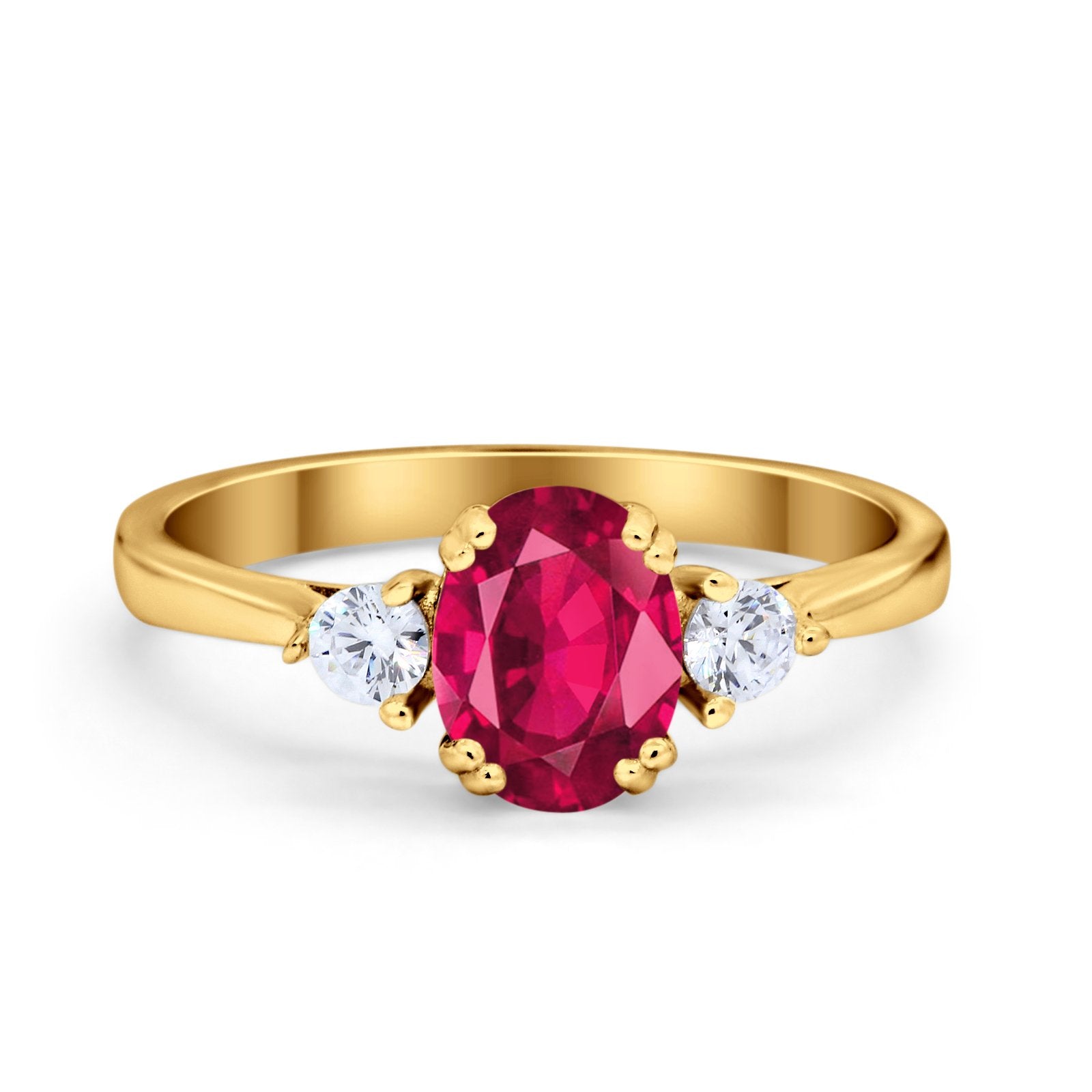 Three Stone Wedding Ring Oval Simulated Cubic Zirconia 925 Sterling Silver