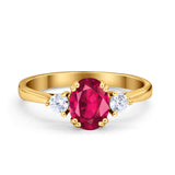 Three Stone Wedding Ring Oval Simulated Cubic Zirconia 925 Sterling Silver