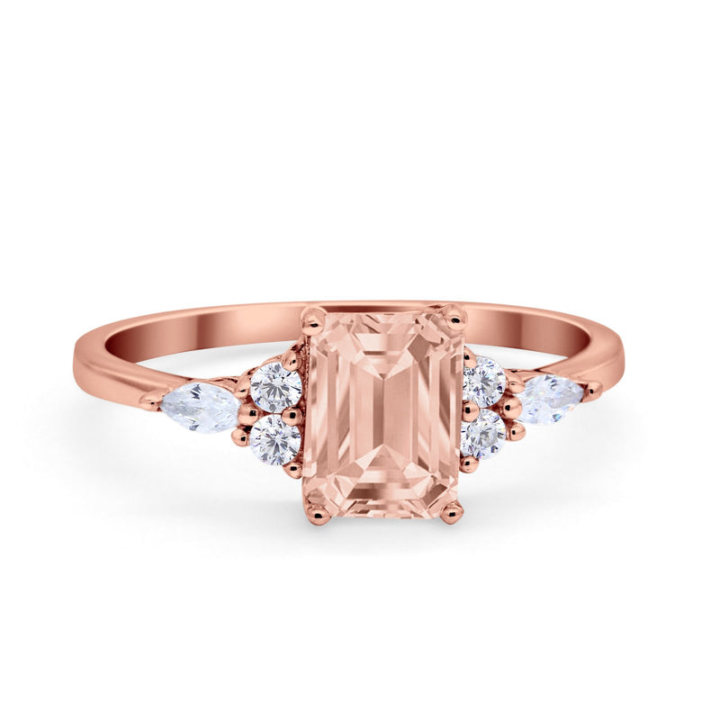 Art Deco Wedding Ring Marquise Simulated Cubic Zirconia 925 Sterling Silver