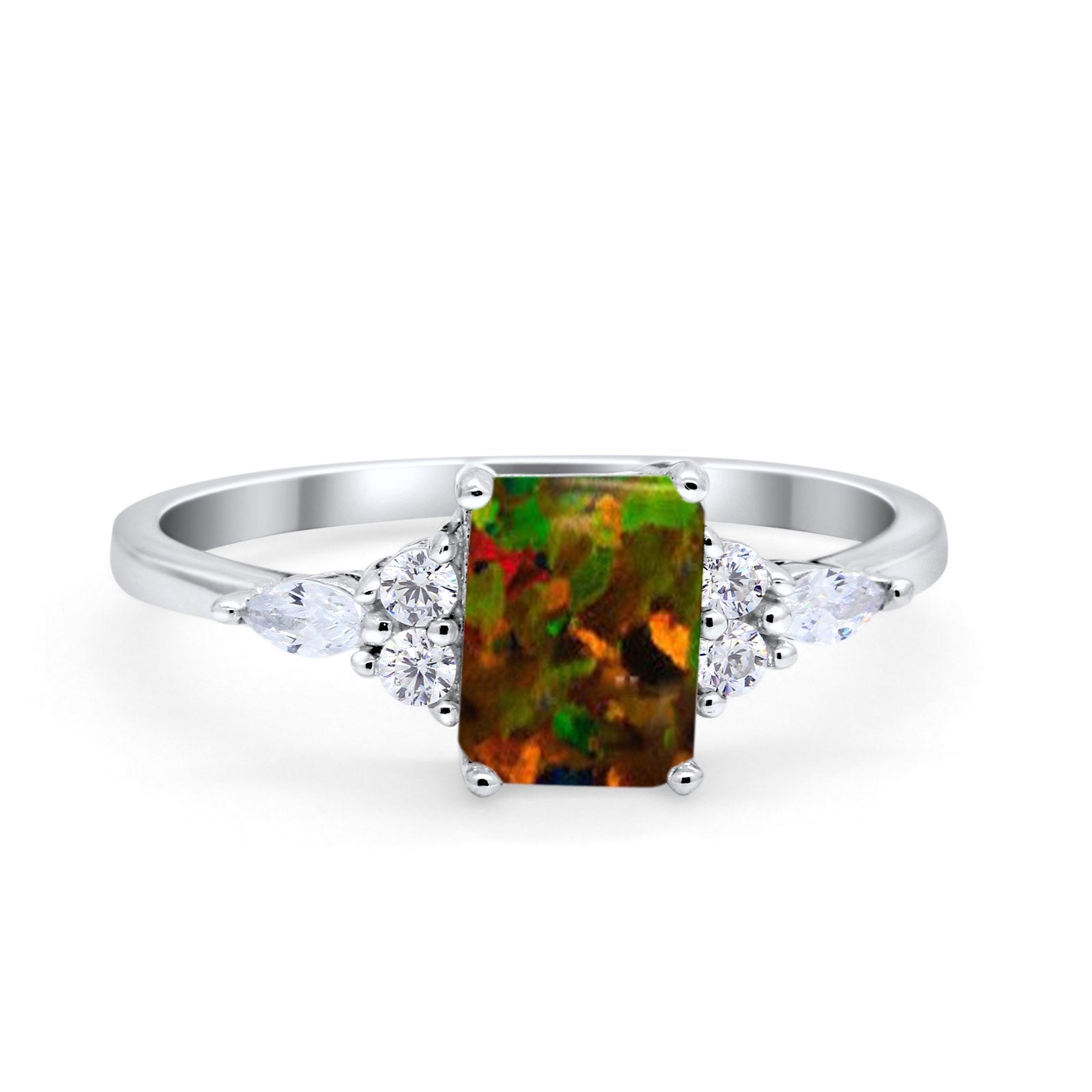 Art Deco Wedding Ring Marquise Simulated Cubic Zirconia 925 Sterling Silver