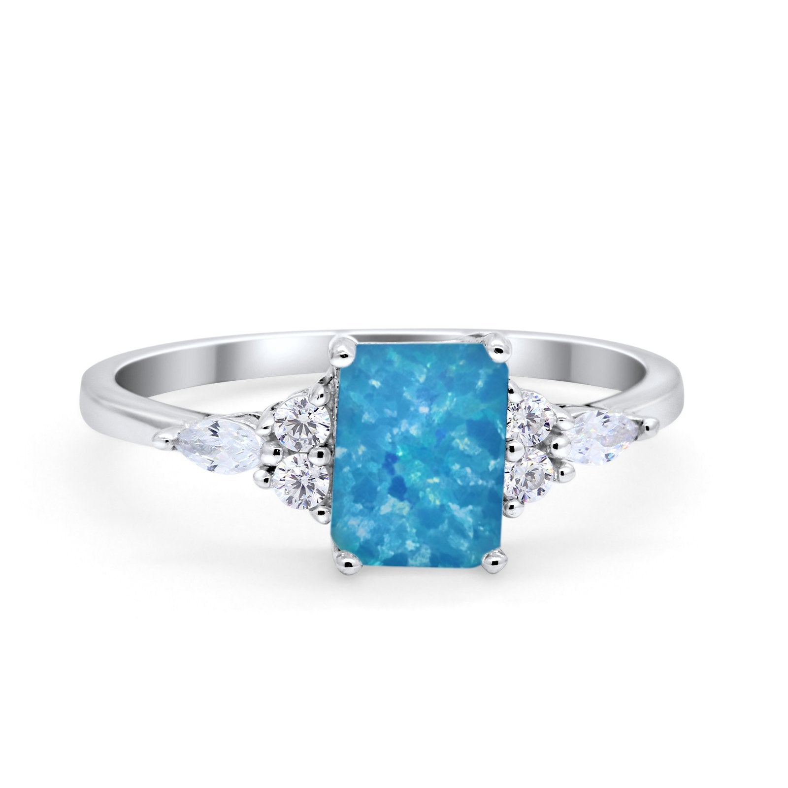 Art Deco Wedding Ring Marquise Simulated Cubic Zirconia 925 Sterling Silver