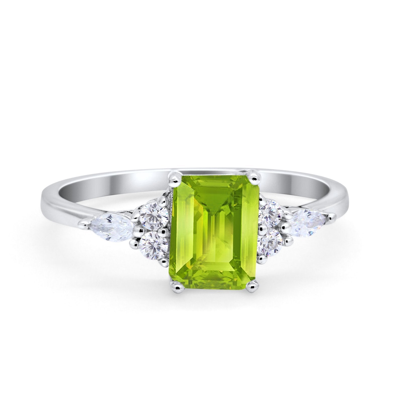 Art Deco Wedding Ring Marquise Simulated Cubic Zirconia 925 Sterling Silver