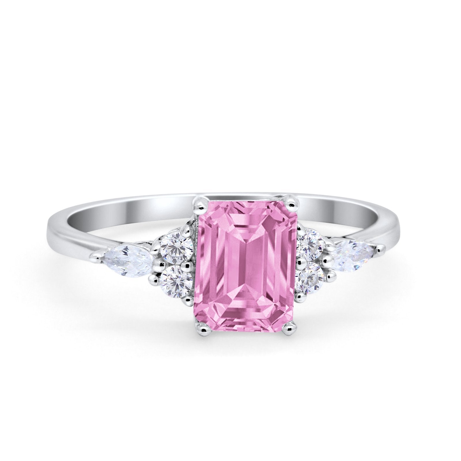 Art Deco Wedding Ring Marquise Simulated Cubic Zirconia 925 Sterling Silver