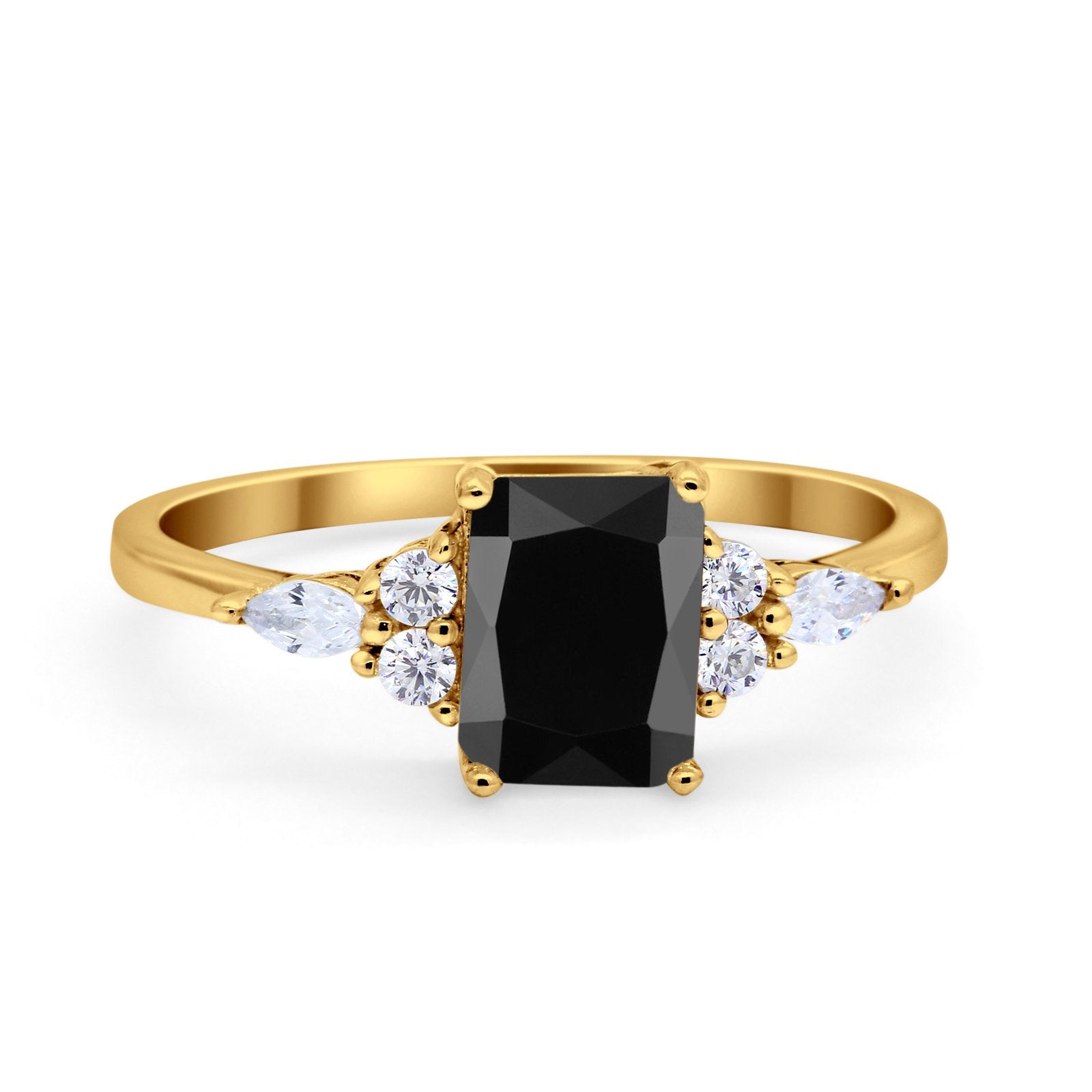 Art Deco Wedding Ring Marquise Simulated Cubic Zirconia 925 Sterling Silver