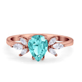 Teardrop Pear Wedding Ring Simulated Cubic Zirconia 925 Sterling Silver