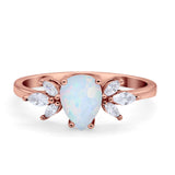 Teardrop Pear Wedding Ring Simulated Cubic Zirconia 925 Sterling Silver