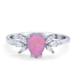 Teardrop Pear Wedding Ring Simulated Cubic Zirconia 925 Sterling Silver