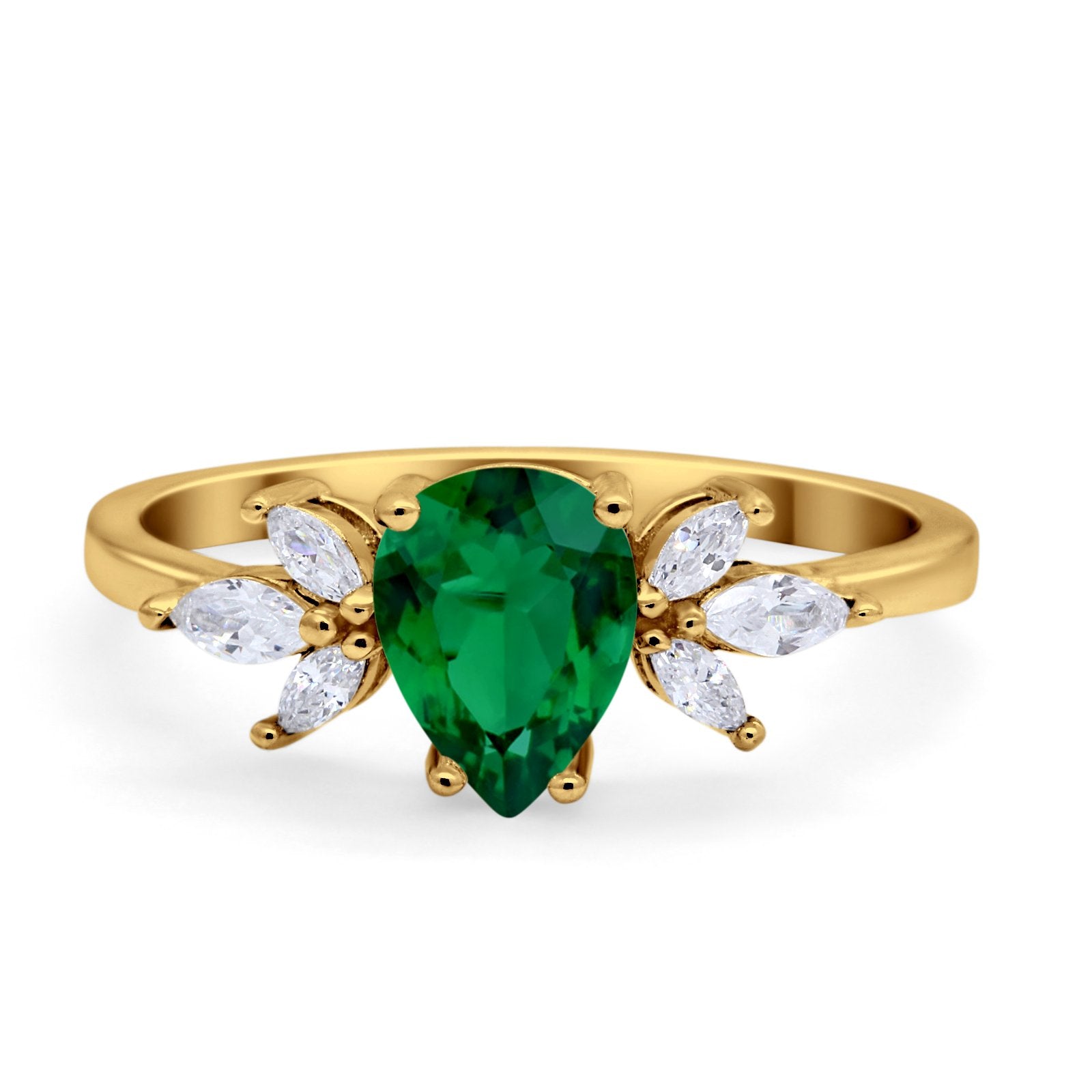 Teardrop Pear Wedding Ring Simulated Cubic Zirconia 925 Sterling Silver