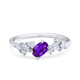 Art Deco Wedding Ring Oval Simulated Cubic Zirconia 925 Sterling Silver