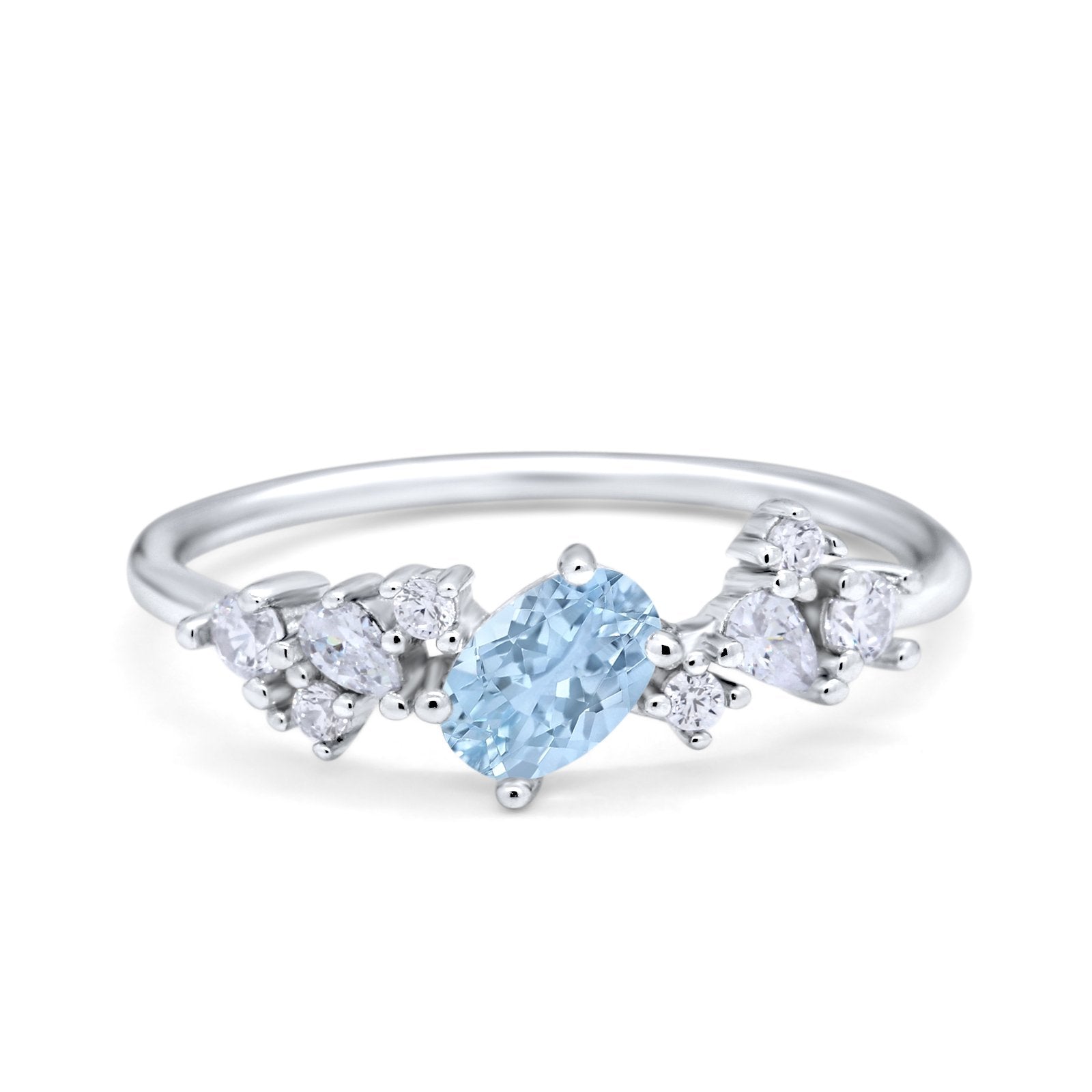 Art Deco Wedding Ring Oval Simulated Cubic Zirconia 925 Sterling Silver