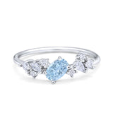 Art Deco Wedding Ring Oval Simulated Cubic Zirconia 925 Sterling Silver