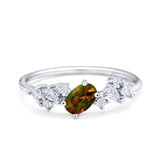 Art Deco Wedding Ring Oval Simulated Cubic Zirconia 925 Sterling Silver