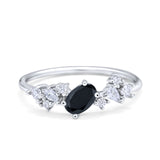 Art Deco Wedding Ring Oval Simulated Cubic Zirconia 925 Sterling Silver