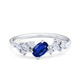 Art Deco Wedding Ring Oval Simulated Cubic Zirconia 925 Sterling Silver