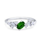 Art Deco Wedding Ring Oval Simulated Cubic Zirconia 925 Sterling Silver