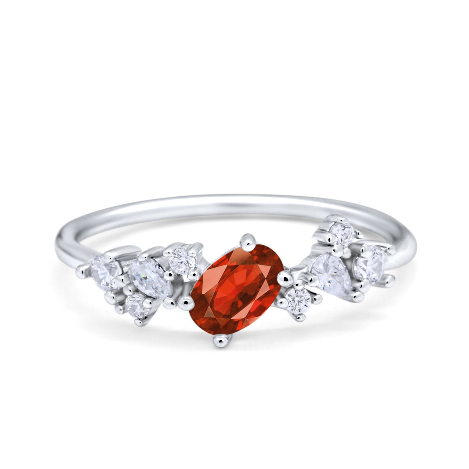 Art Deco Wedding Ring Oval Simulated Cubic Zirconia 925 Sterling Silver