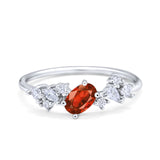 Art Deco Wedding Ring Oval Simulated Cubic Zirconia 925 Sterling Silver