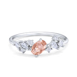 Art Deco Wedding Ring Oval Simulated Cubic Zirconia 925 Sterling Silver