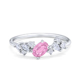 Art Deco Wedding Ring Oval Simulated Cubic Zirconia 925 Sterling Silver