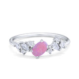 Art Deco Wedding Ring Oval Simulated Cubic Zirconia 925 Sterling Silver