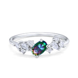 Art Deco Wedding Ring Oval Simulated Cubic Zirconia 925 Sterling Silver