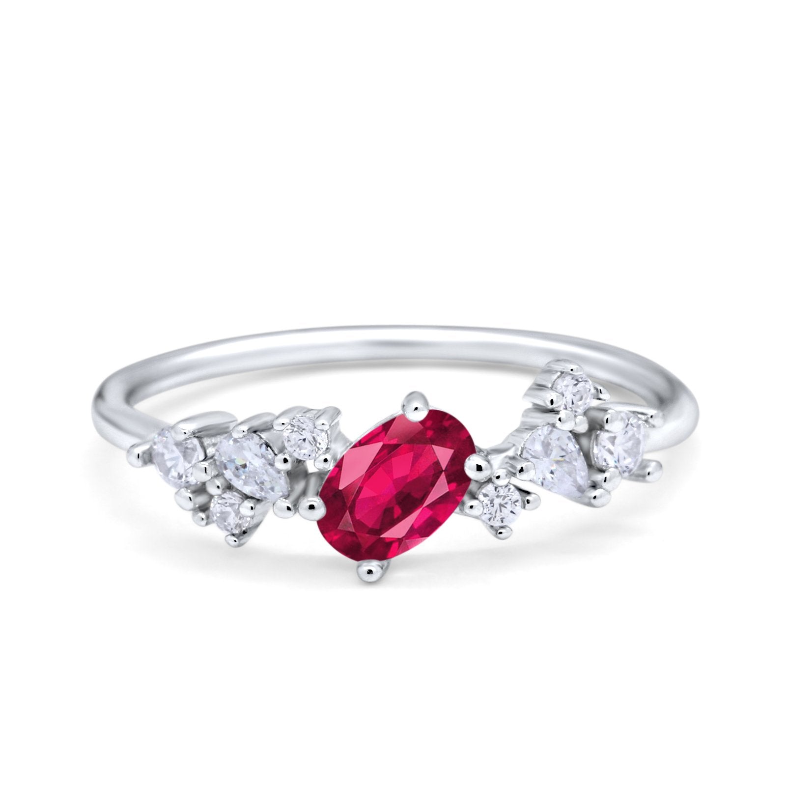 Art Deco Wedding Ring Oval Simulated Cubic Zirconia 925 Sterling Silver