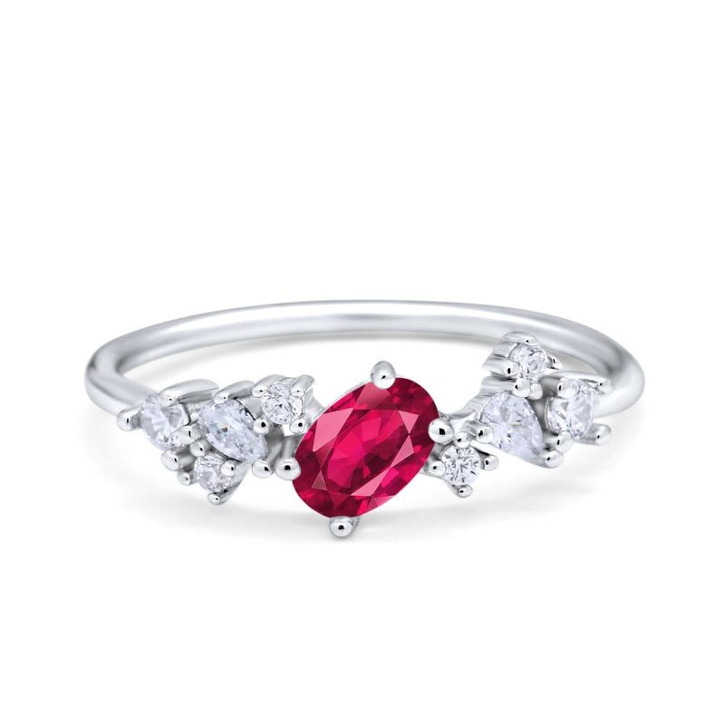 Art Deco Wedding Ring Oval Simulated Cubic Zirconia 925 Sterling Silver