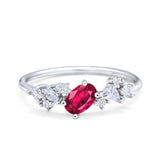 Art Deco Wedding Ring Oval Simulated Cubic Zirconia 925 Sterling Silver