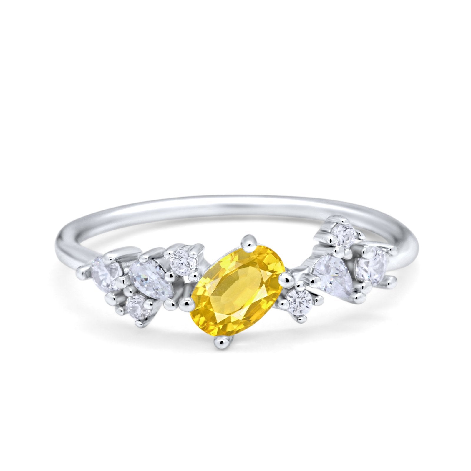 Art Deco Wedding Ring Oval Simulated Cubic Zirconia 925 Sterling Silver