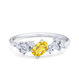 Art Deco Wedding Ring Oval Simulated Cubic Zirconia 925 Sterling Silver