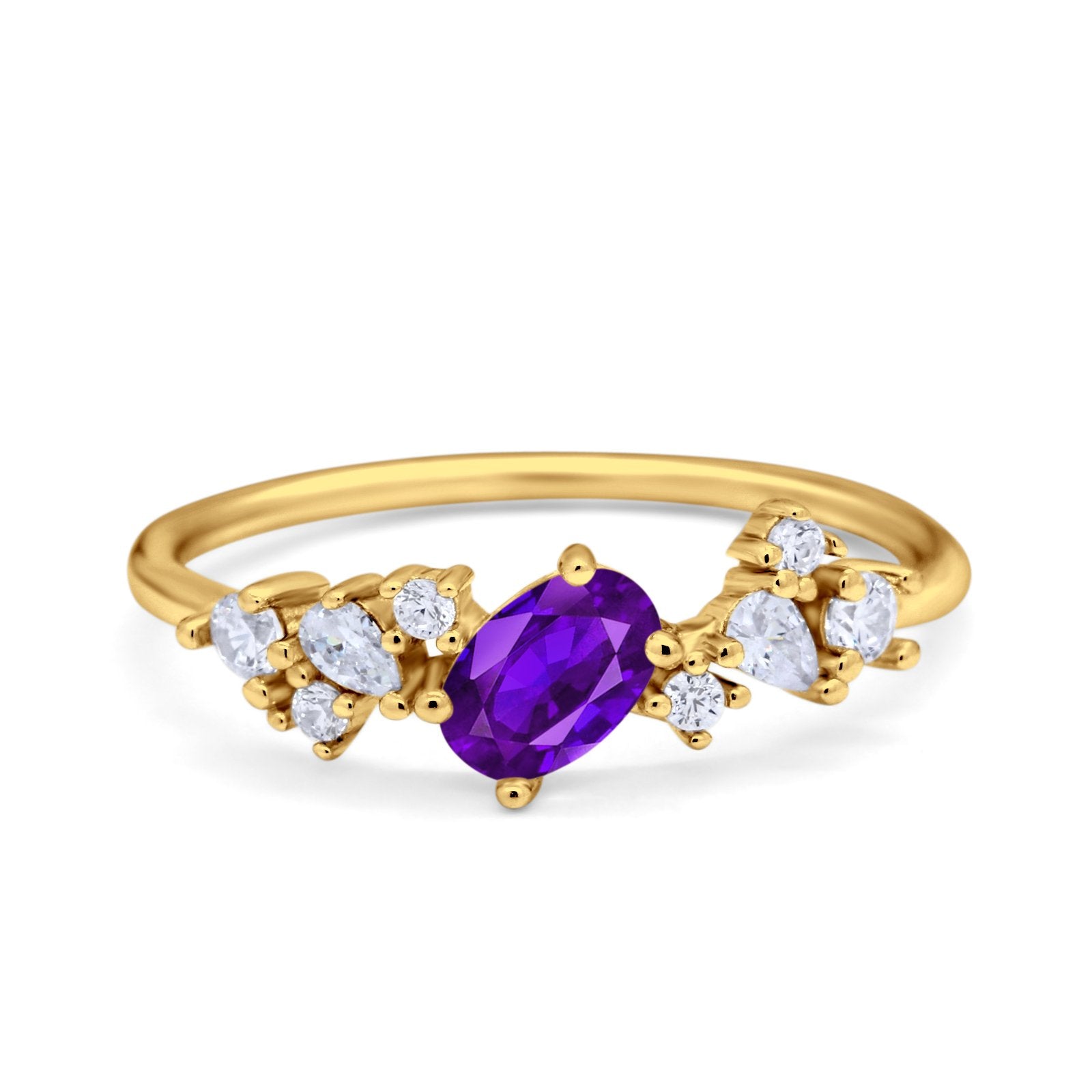 Art Deco Wedding Ring Oval Simulated Cubic Zirconia 925 Sterling Silver