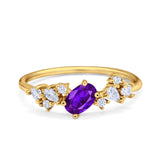 Art Deco Wedding Ring Oval Simulated Cubic Zirconia 925 Sterling Silver